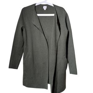 J. Crew Vanessa Dark Olive Green Cotton Open Front Cardigan Sweater Jacket Sz S